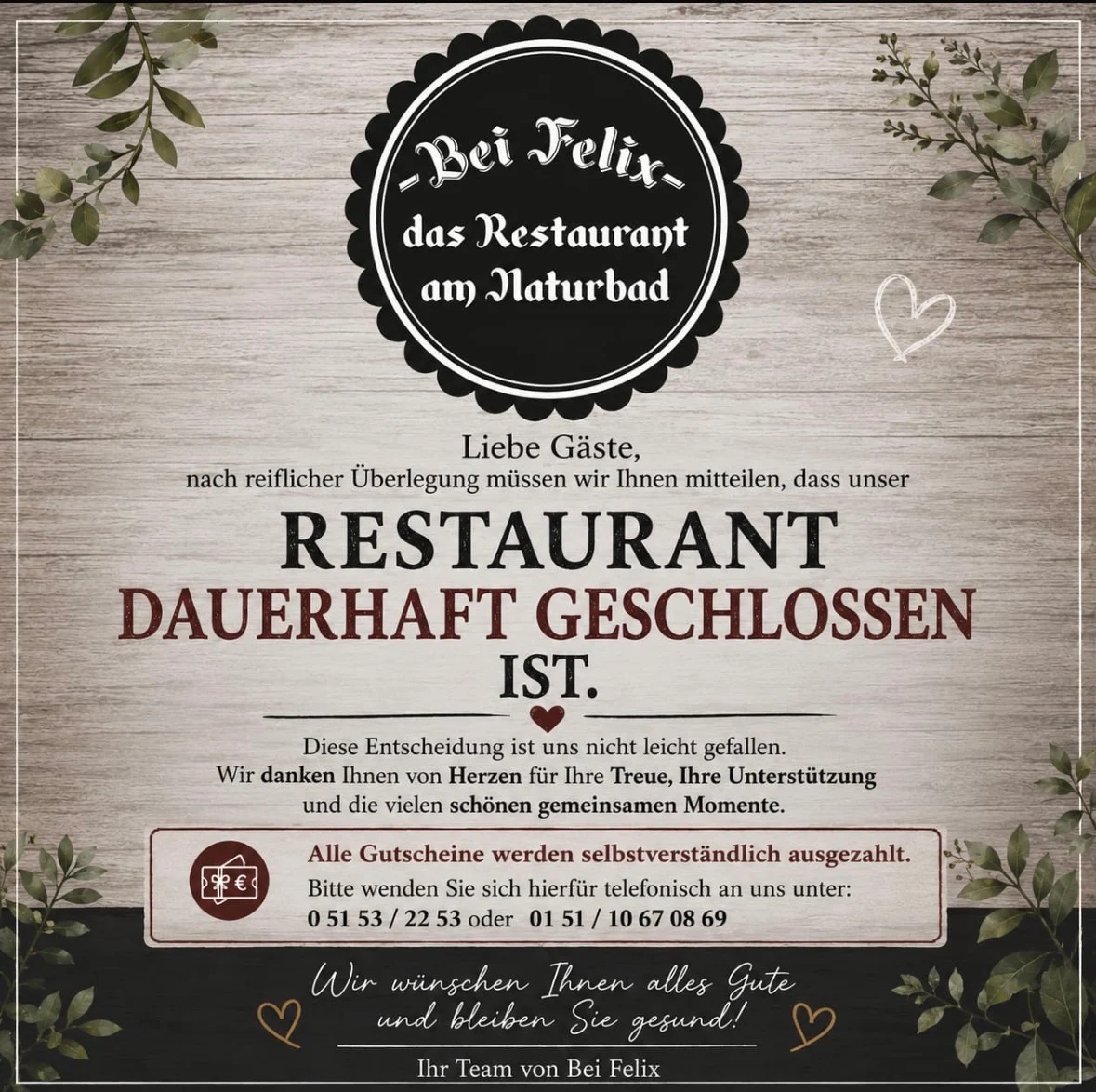 Speisekarte, Bei Felix Inh. Felix Rüdrich