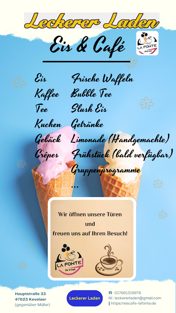 Speisekarte, La Fonte Eiscafé & Café / Leckerer Laden