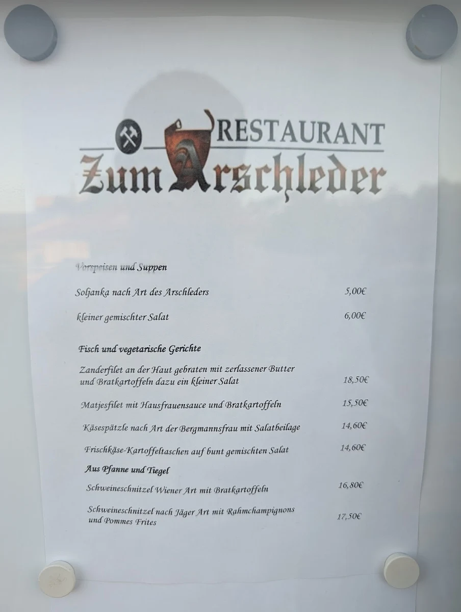 Speisekarte, Zum Arschleder Blankenburg