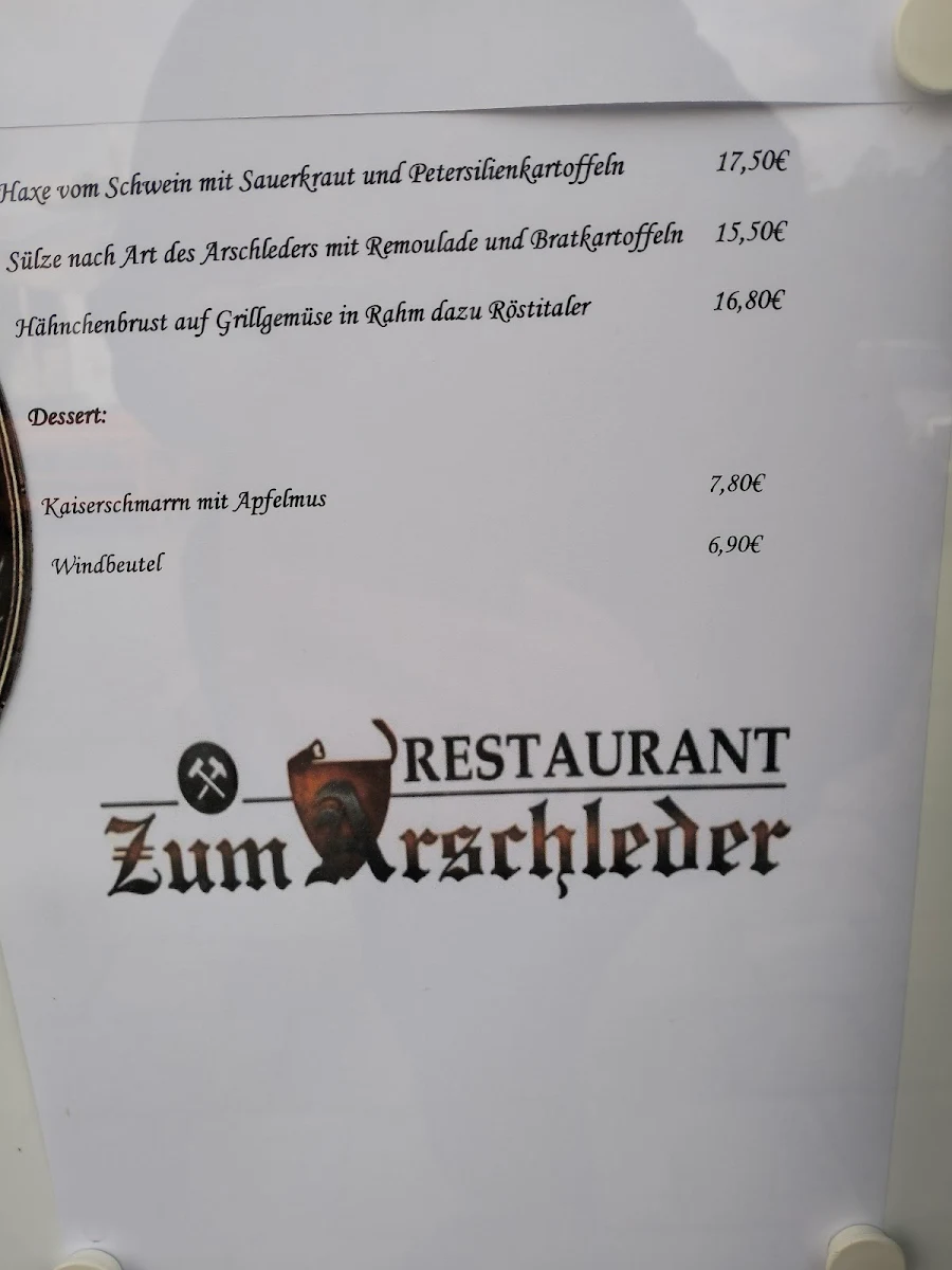 Speisekarte, Zum Arschleder Blankenburg