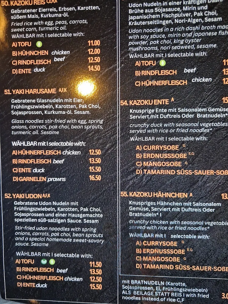 Speisekarte, Le Kazoku - Asian Cuisine & Sushi Bar