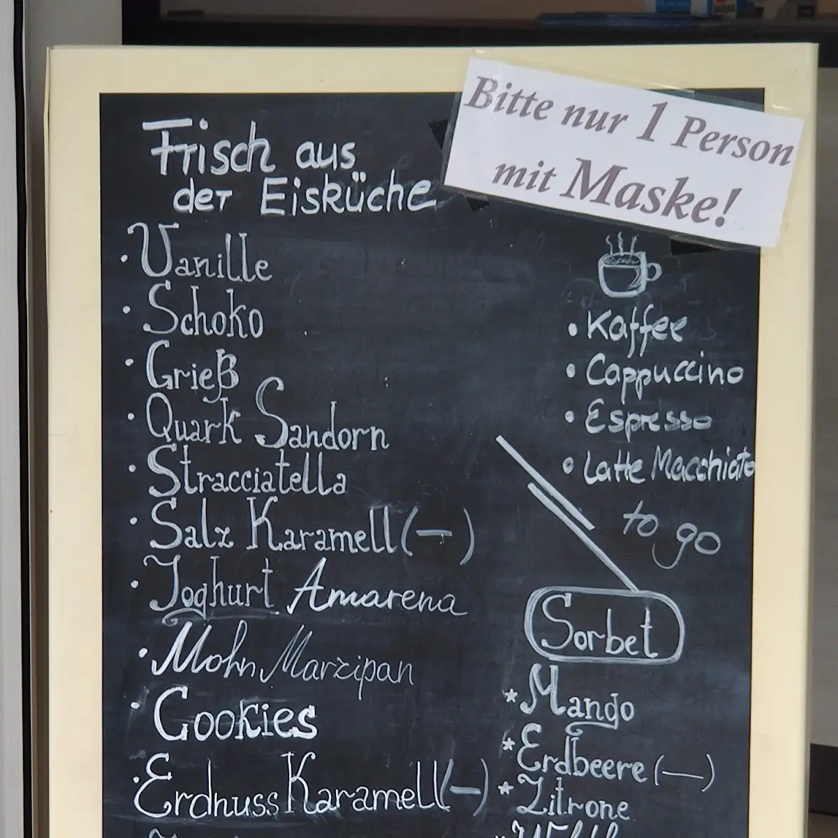 Speisekarte, Eiscafé Glassissimo