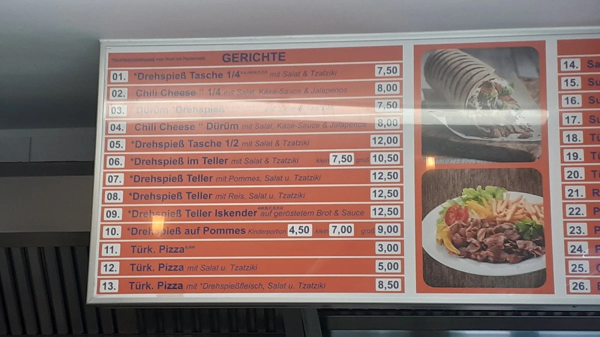 Speisekarte, Römer Grill