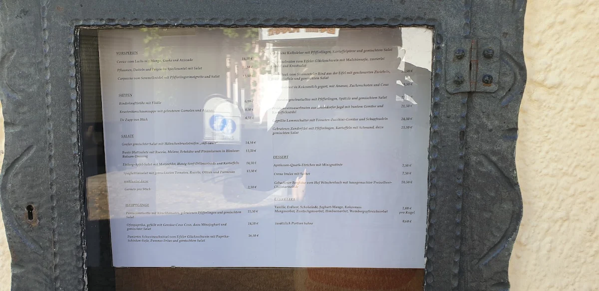 Speisekarte, Restaurant Zur Traube mit Gästehaus Korf
