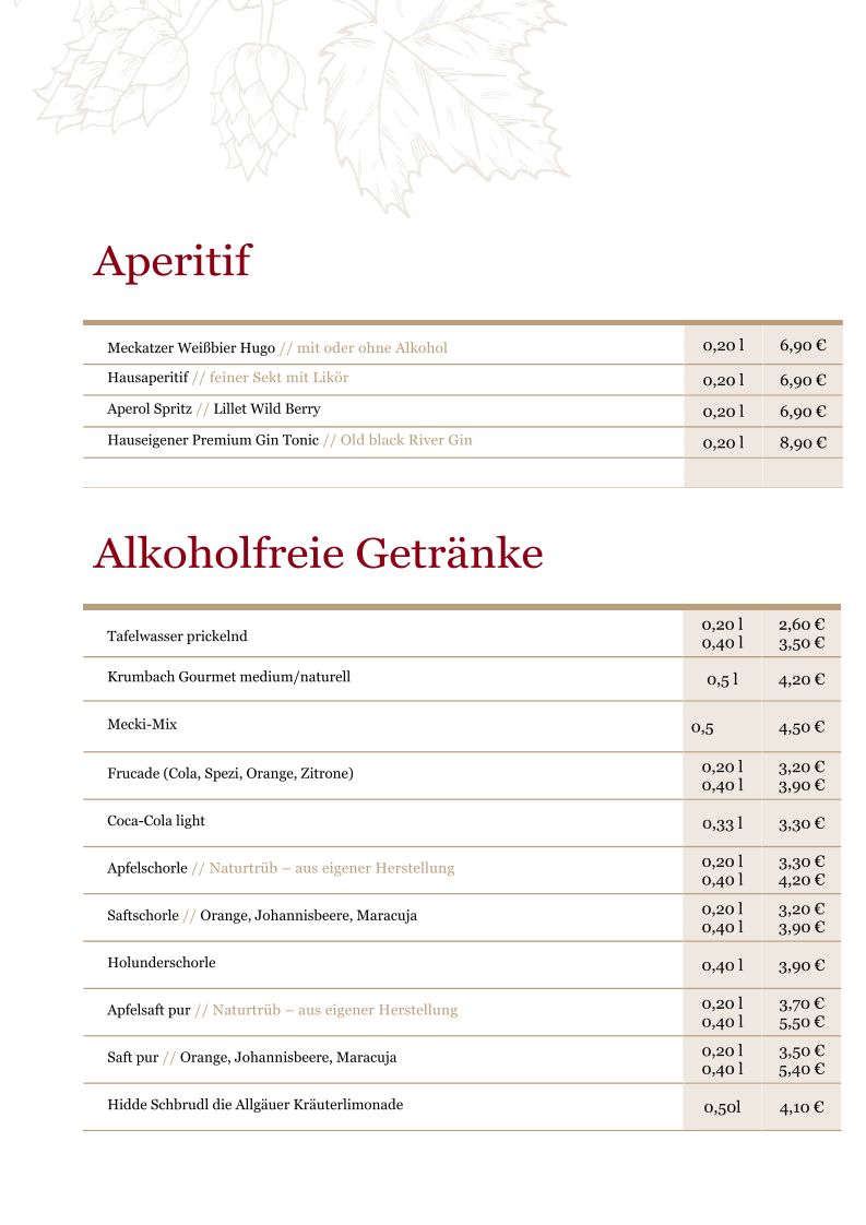 Speisekarte photo 2