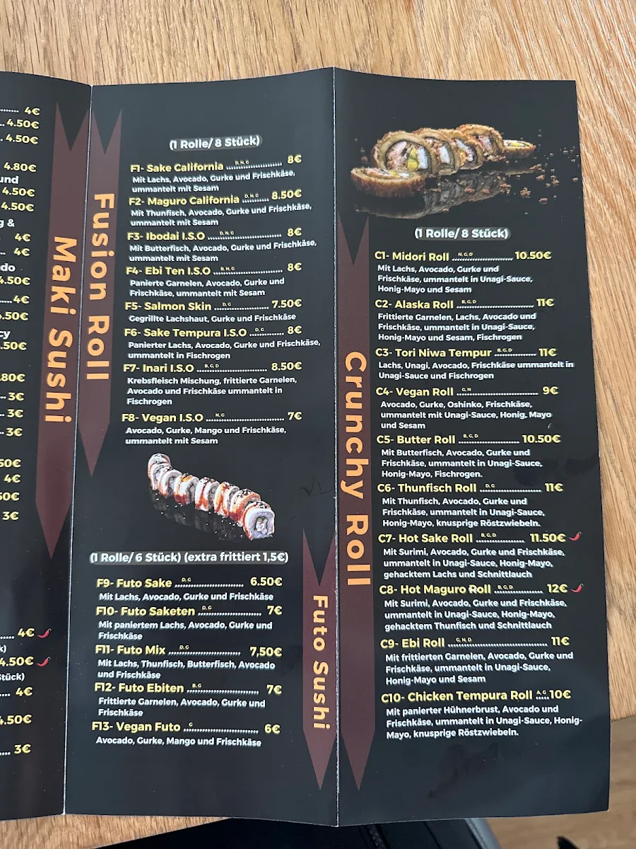 Speisekarte, HANA’S SUSHI BAR