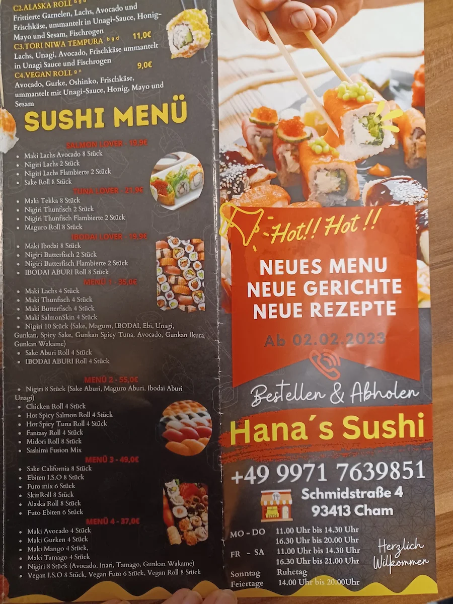 Speisekarte, HANA’S SUSHI BAR