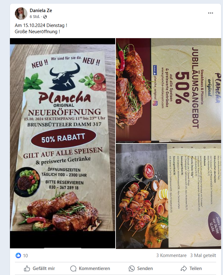 Speisekarte, Plancha Original