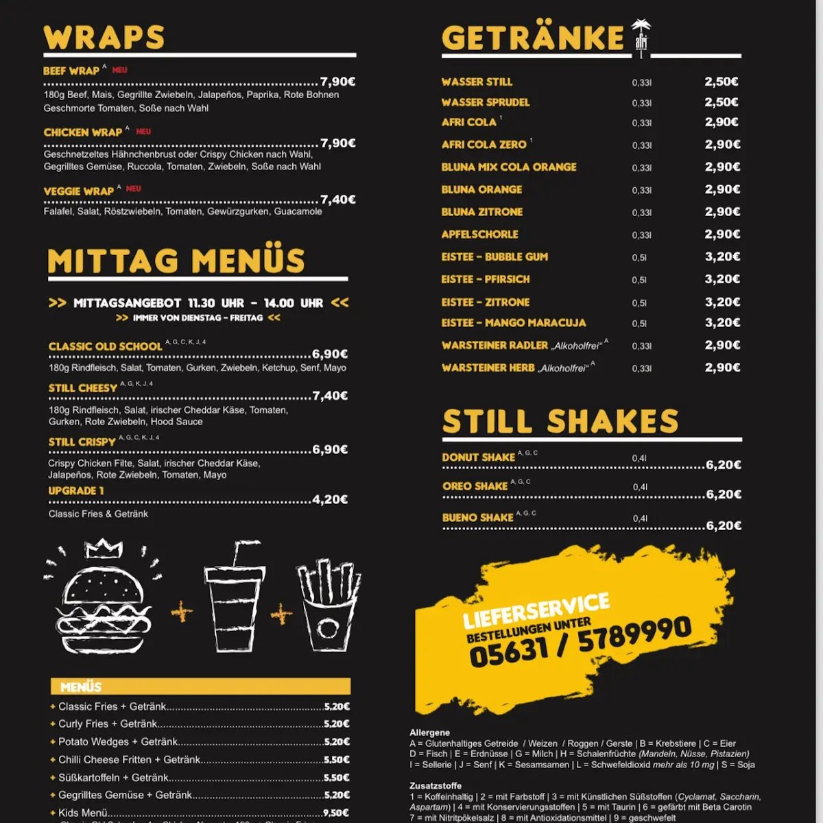 Speisekarte, Still Burger Korbach