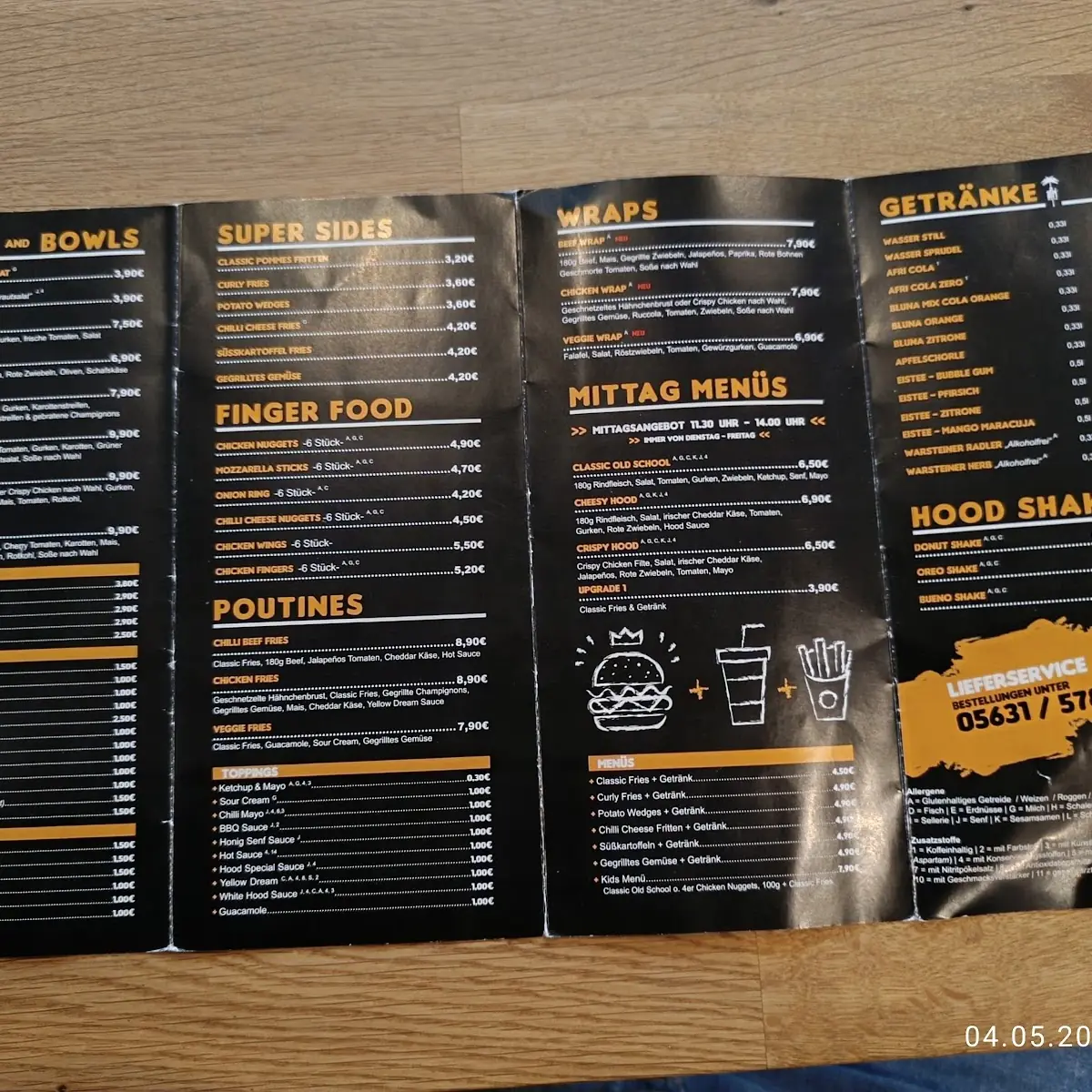 Speisekarte, Still Burger Korbach