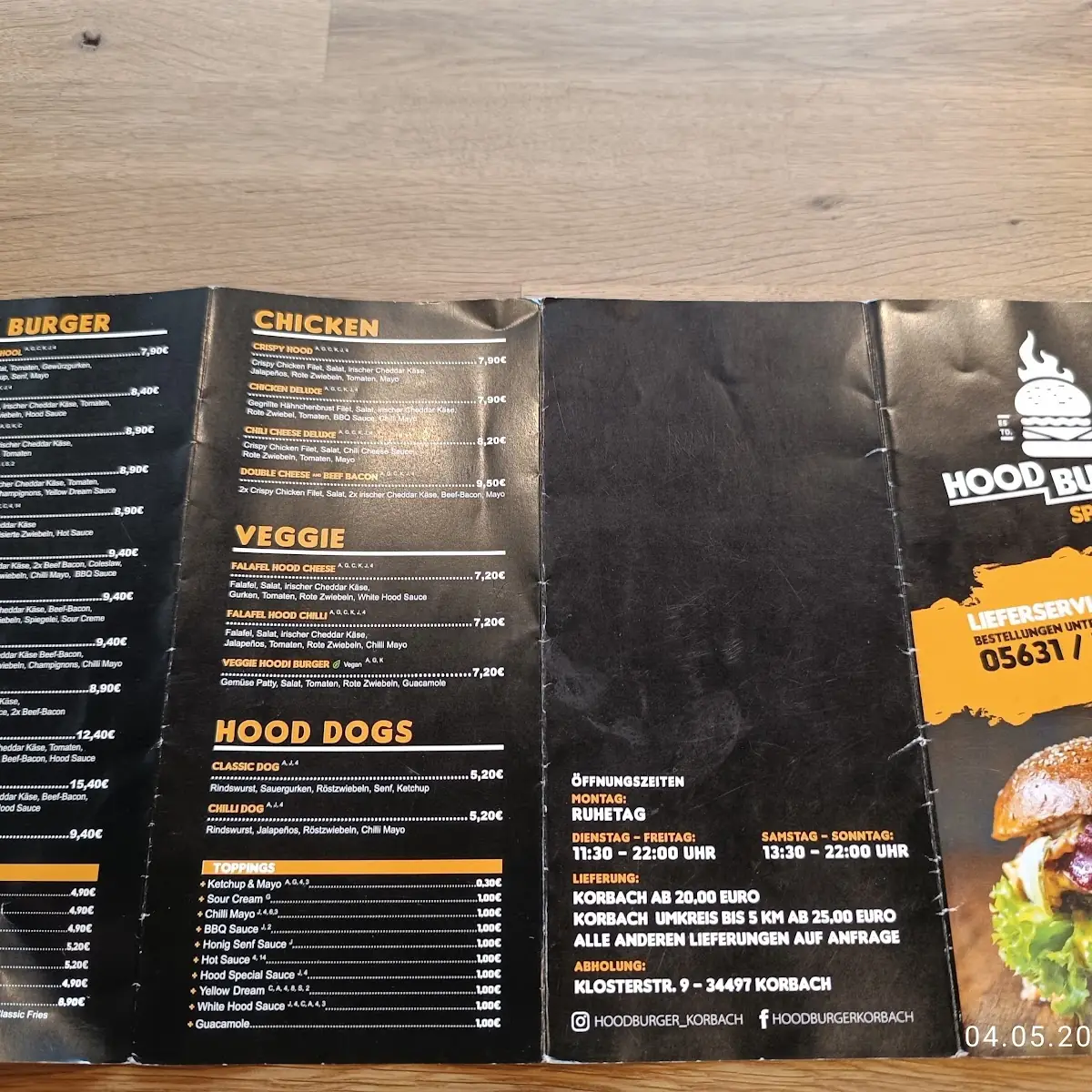 Speisekarte, Still Burger Korbach