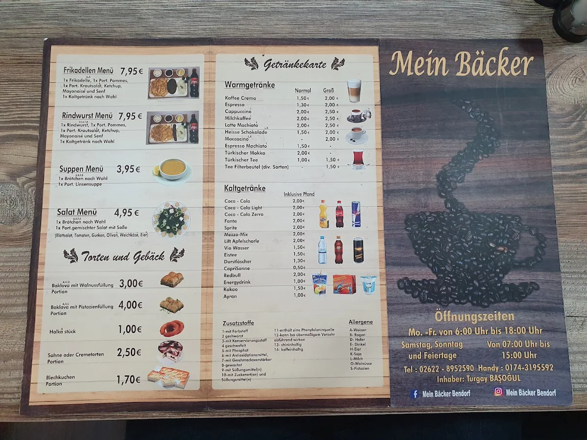 Speisekarte, Mein Bäcker Bendorf