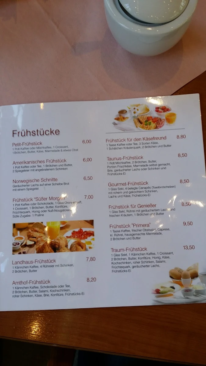 Speisekarte, Café Konditorei Im Amthof