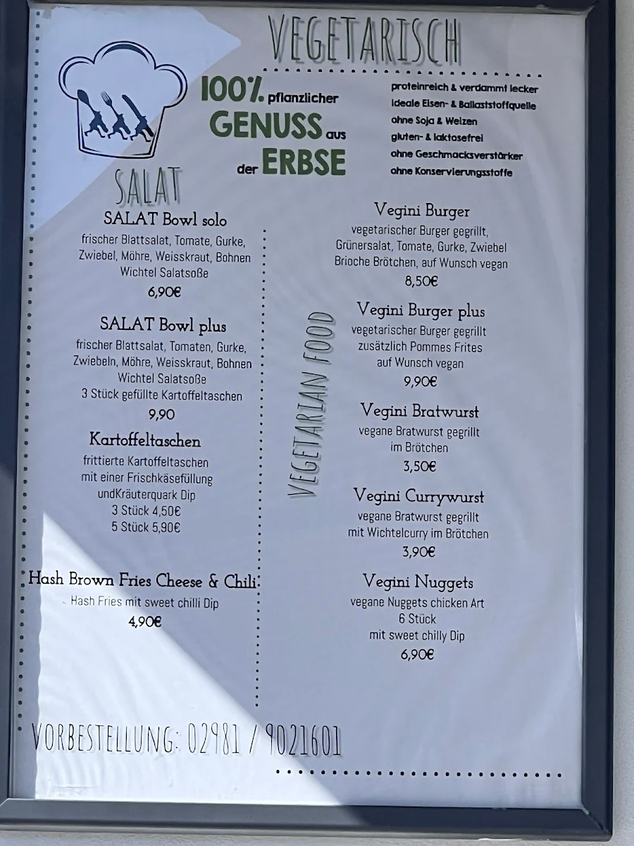 Speisekarte, Pommes & Co Winterberg
