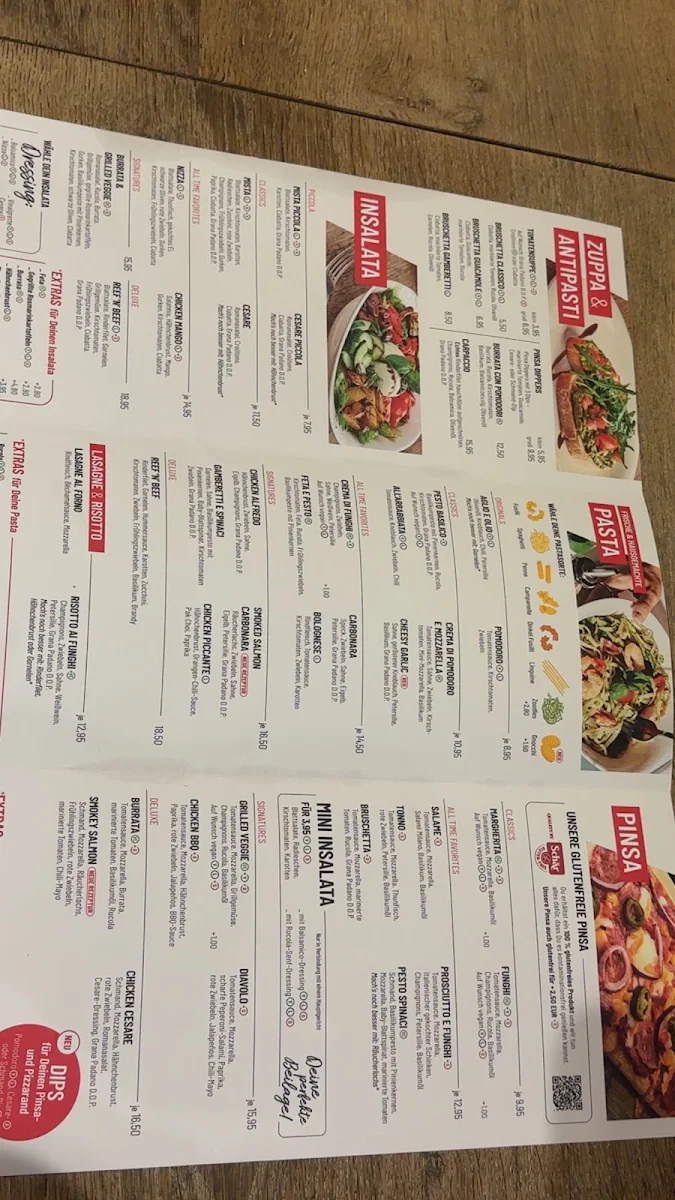 Speisekarte, VAPIANO Köln Mediapark