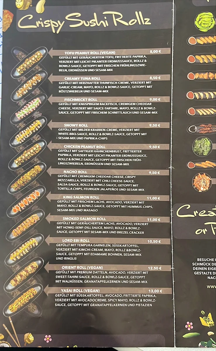 Speisekarte, Rollz & Bowlz Friesenplatz