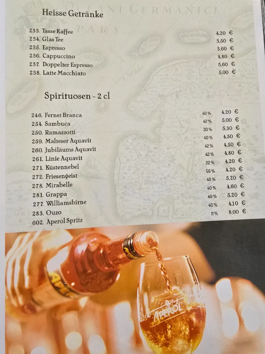 Speisekarte, Restaurant Nordseestube 2.0