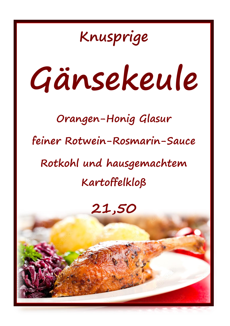 Speisekarte, Müllerstube, Jagdschloß Mönchbruch