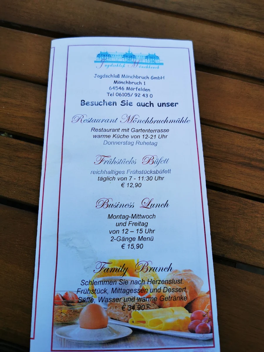 Speisekarte, Müllerstube, Jagdschloß Mönchbruch