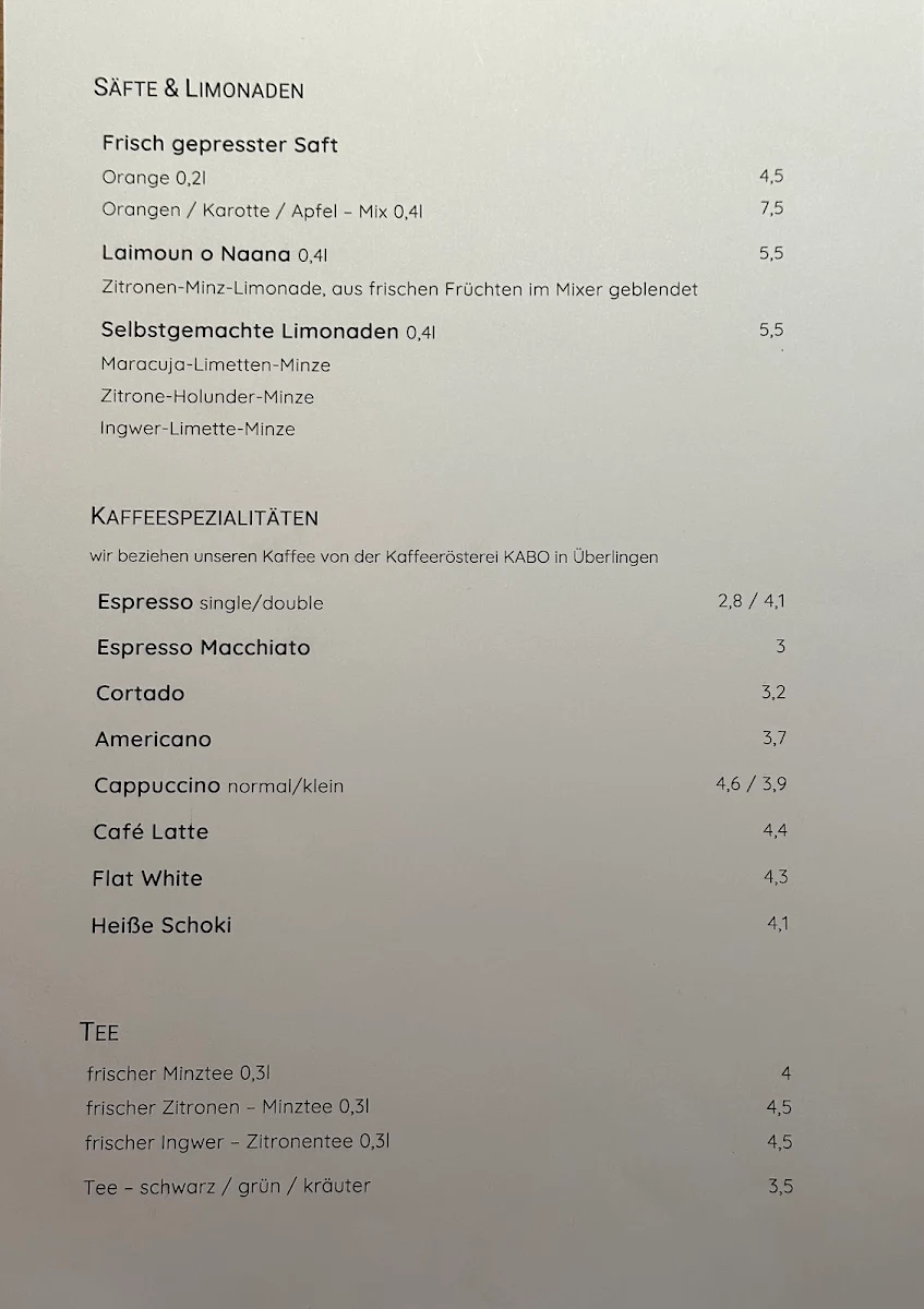 Speisekarte, Laimouna