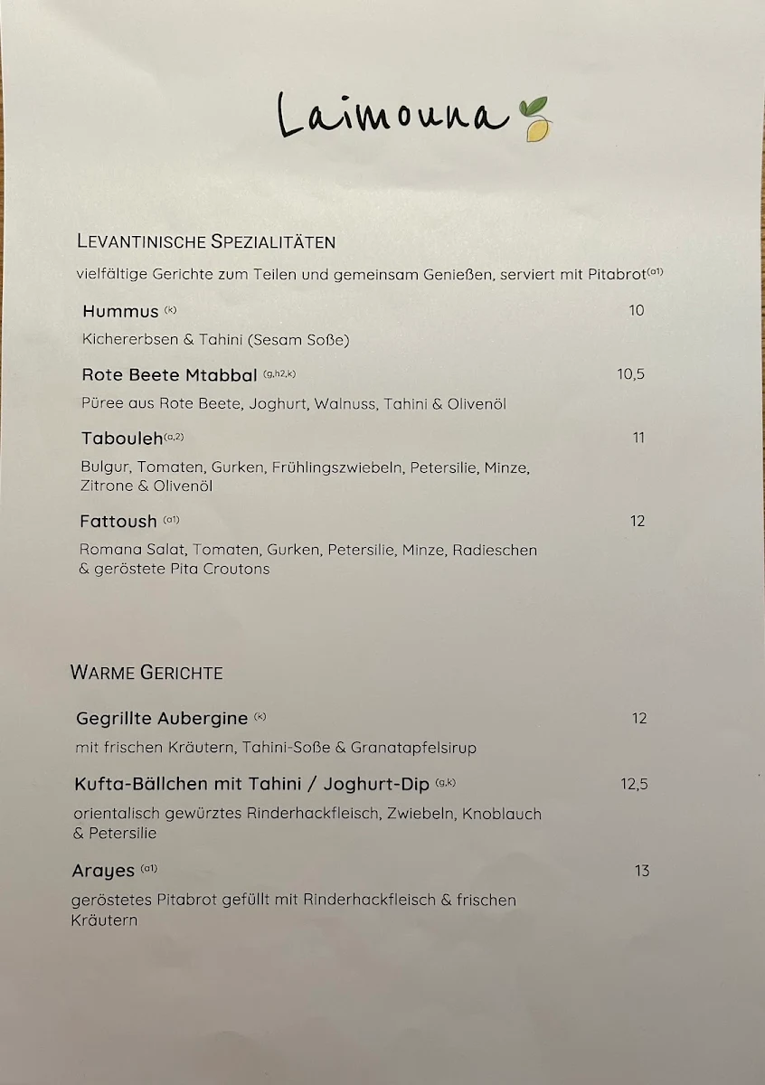 Speisekarte, Laimouna