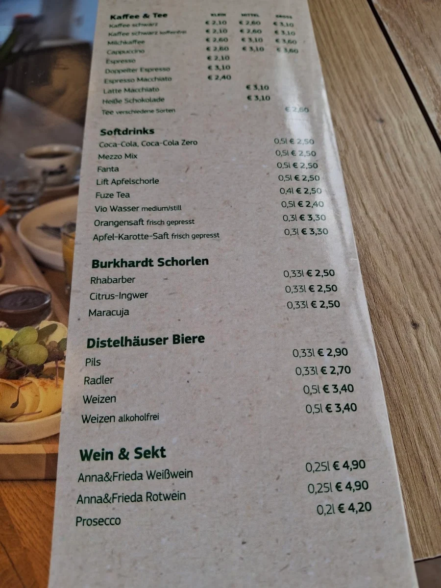 Speisekarte, Webers Bäckerladen!