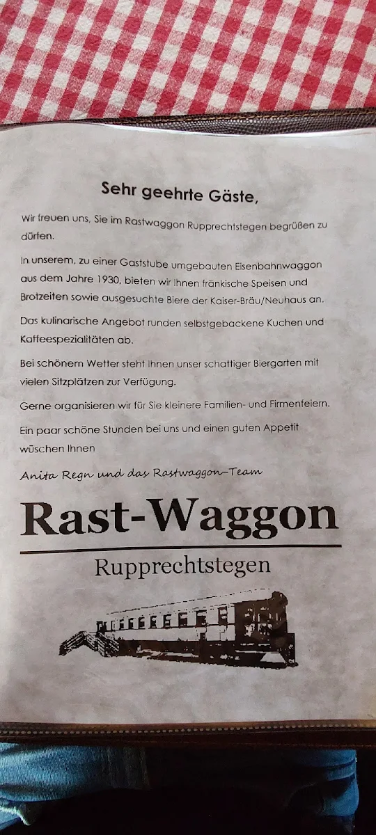 Speisekarte, Rast-Waggon Rupprechtstegen - Anita Regn
