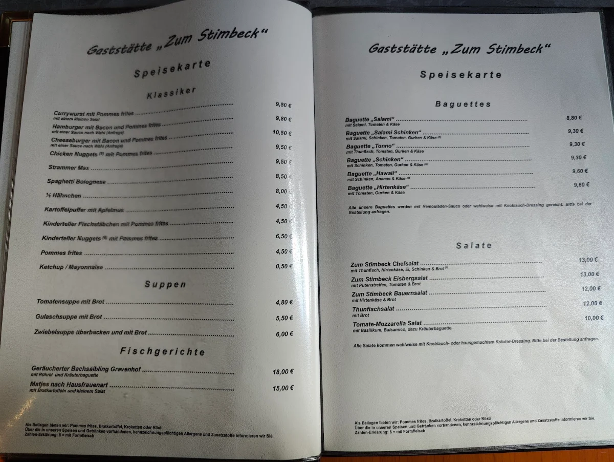 Speisekarte, Zum Stimbeck
