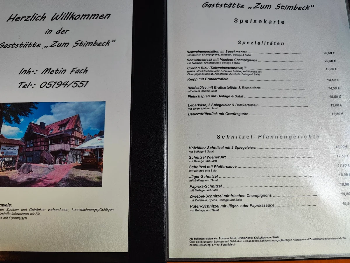 Speisekarte, Zum Stimbeck