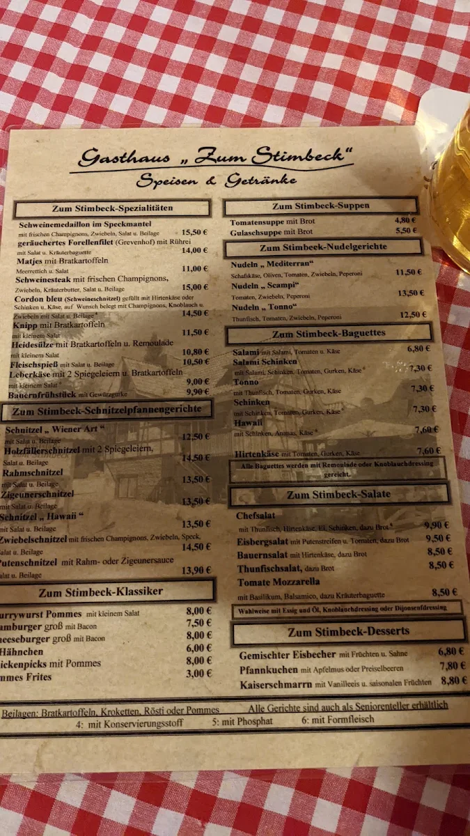 Speisekarte, Zum Stimbeck