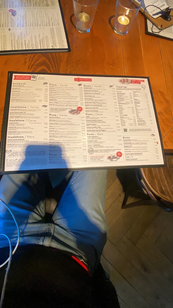 Speisekarte, L'Osteria München Bauhausplatz