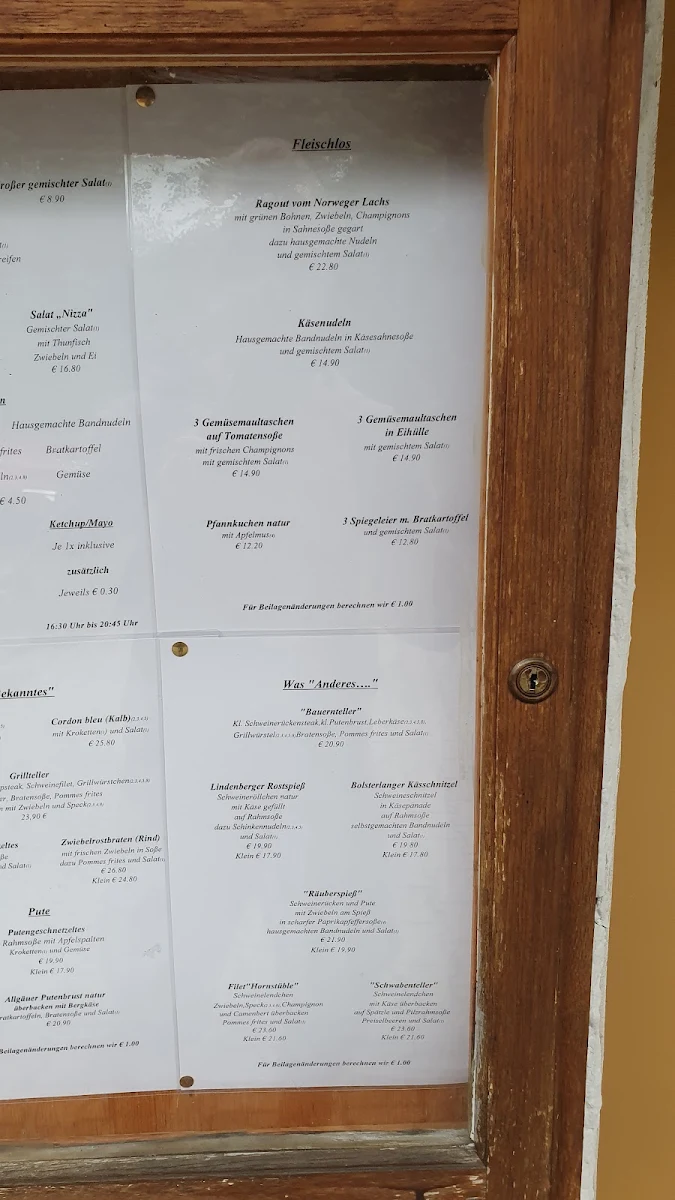 Speisekarte, Hornstüble