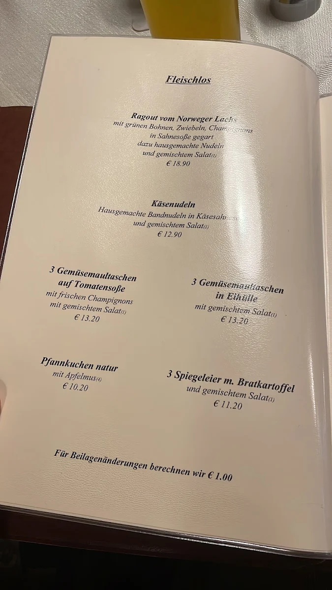Speisekarte, Hornstüble
