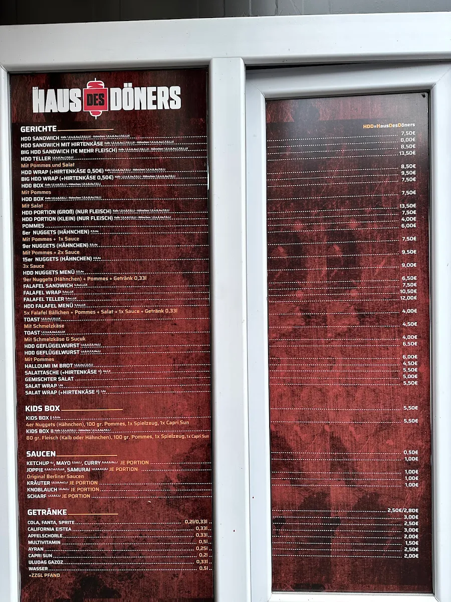 Speisekarte, Döner am See