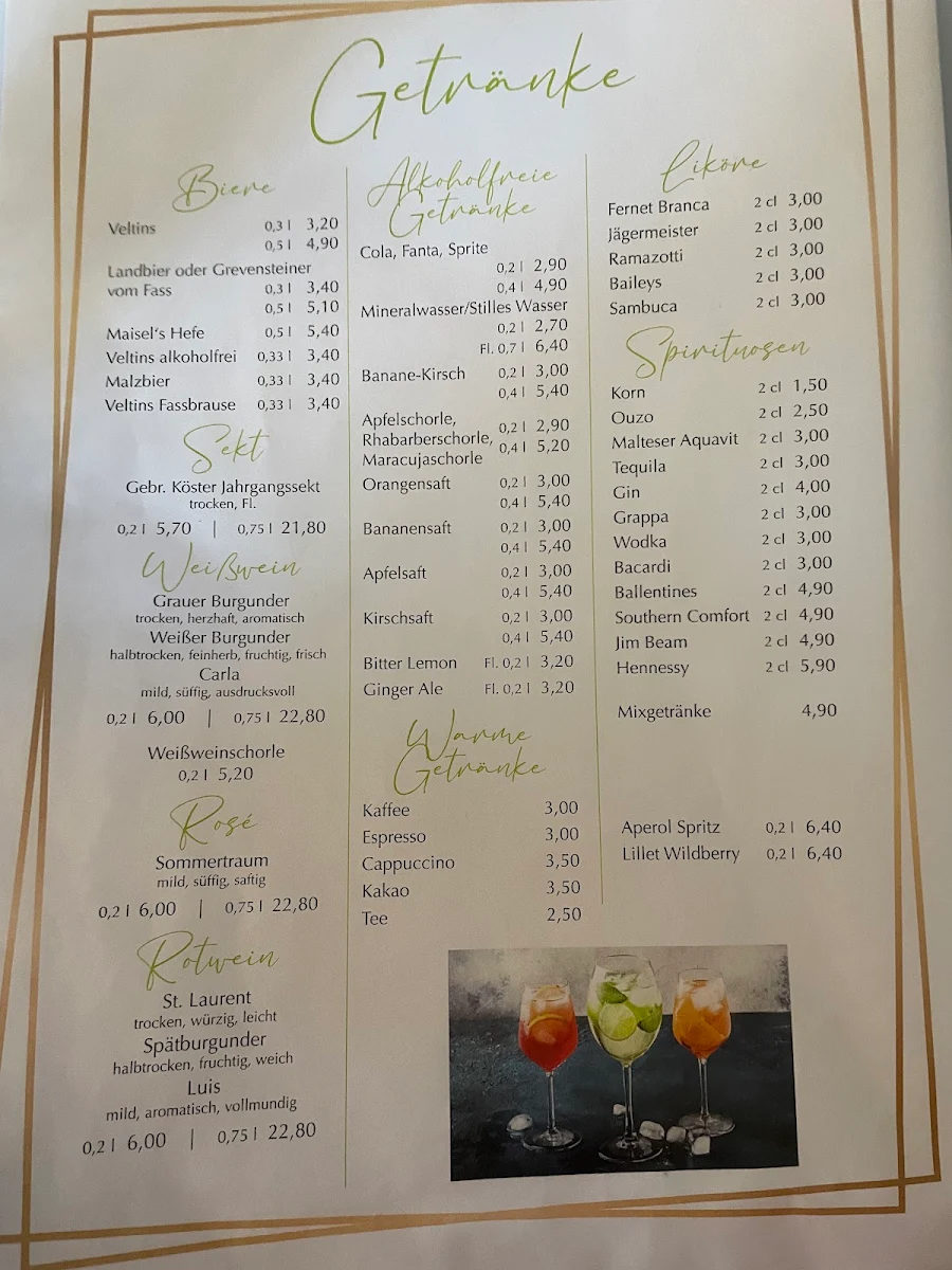 Speisekarte, Restaurant Zum alten Pauker