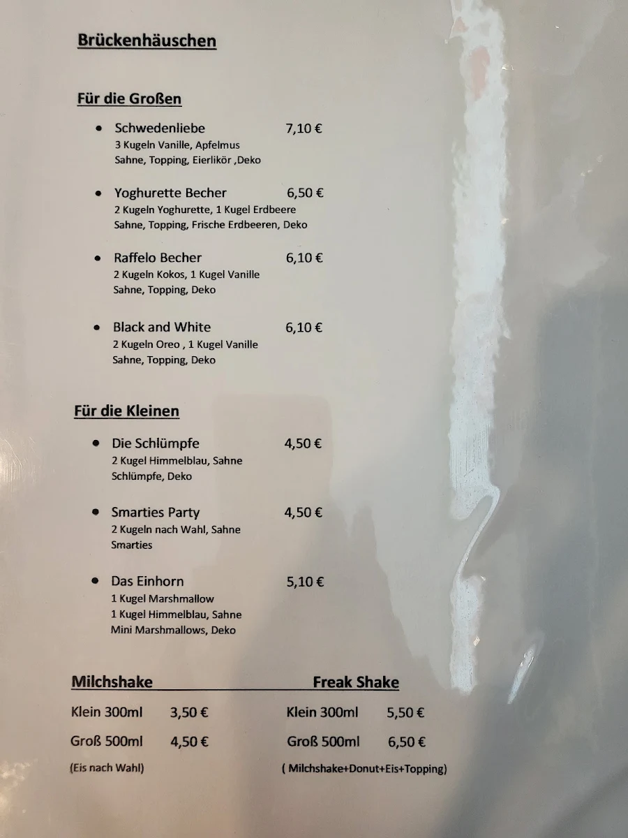 Speisekarte, Brückenhäuschen
