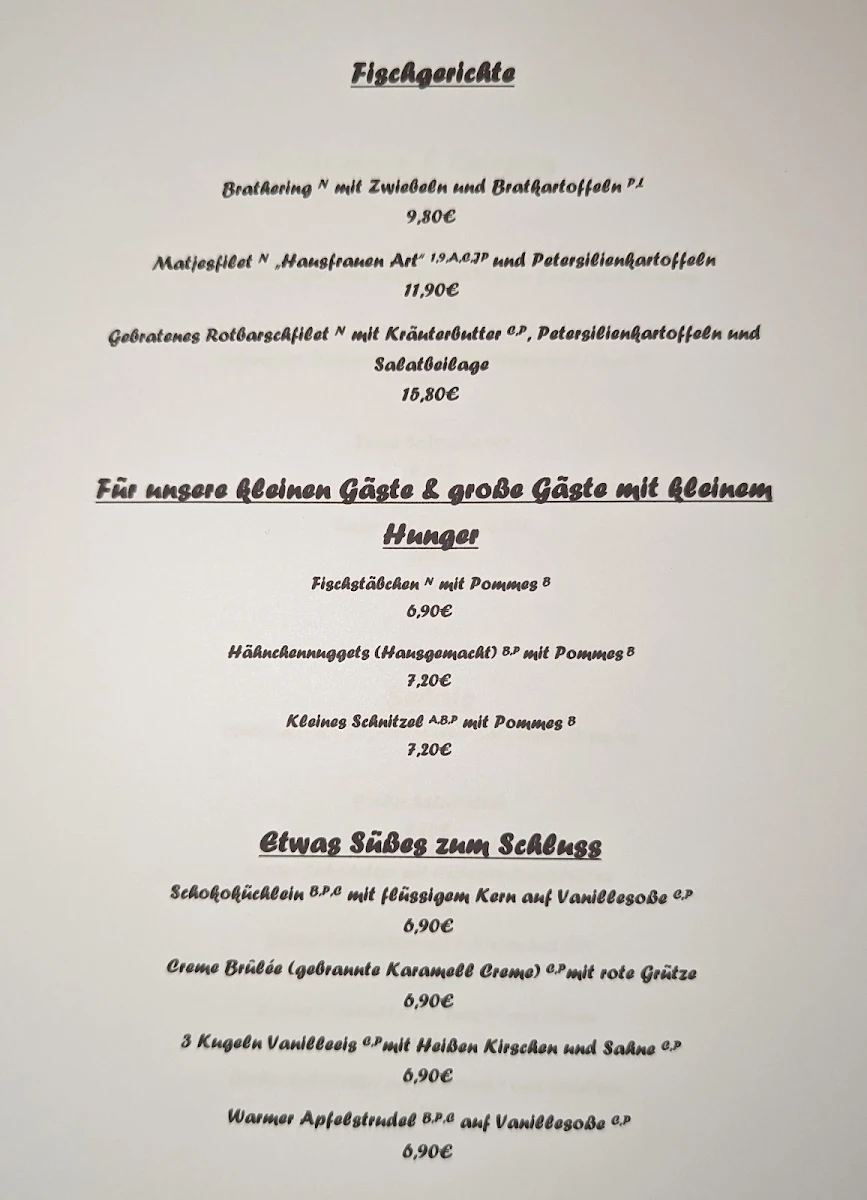 Speisekarte, Altstadtklause