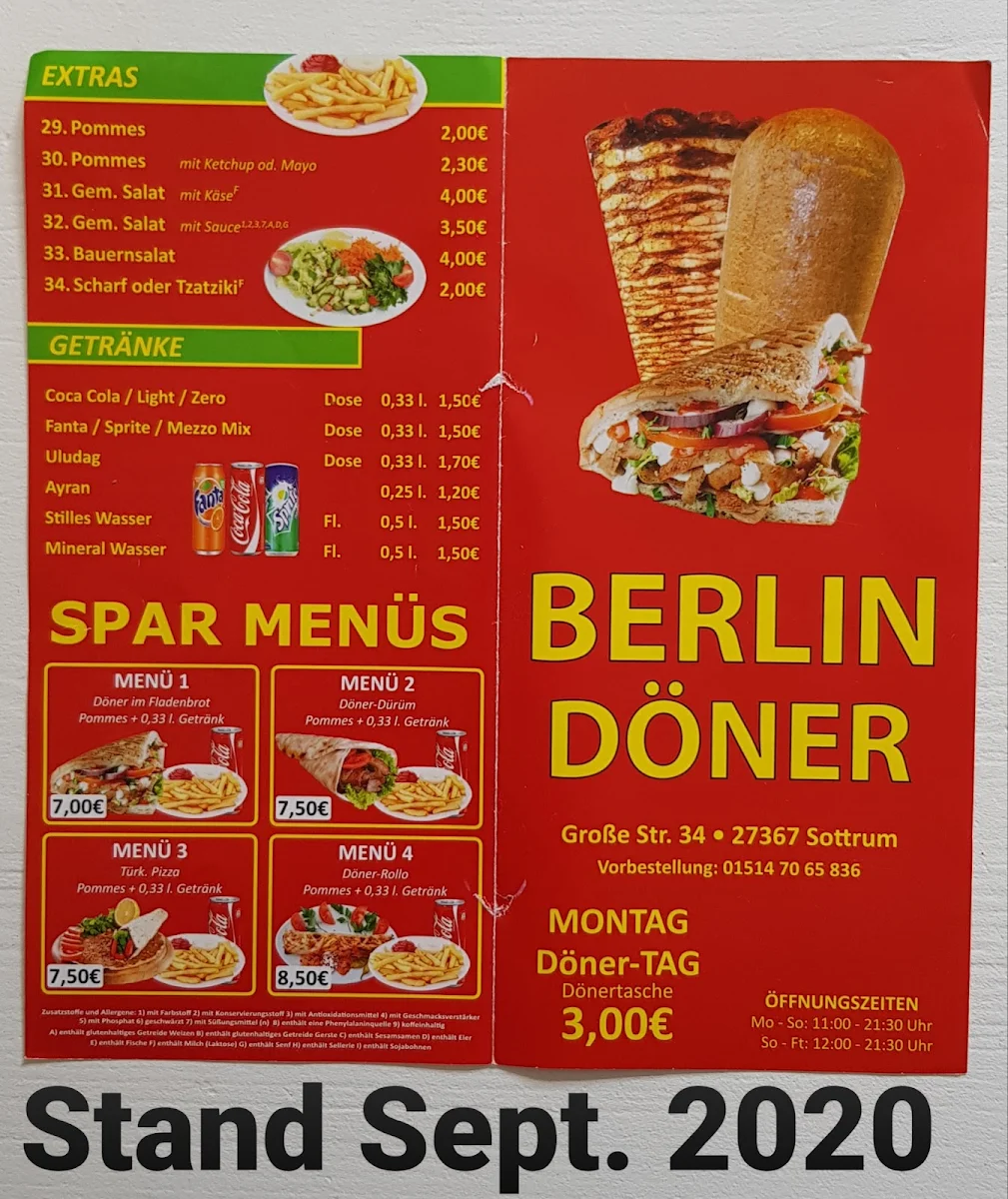 Speisekarte, Berlin Döner