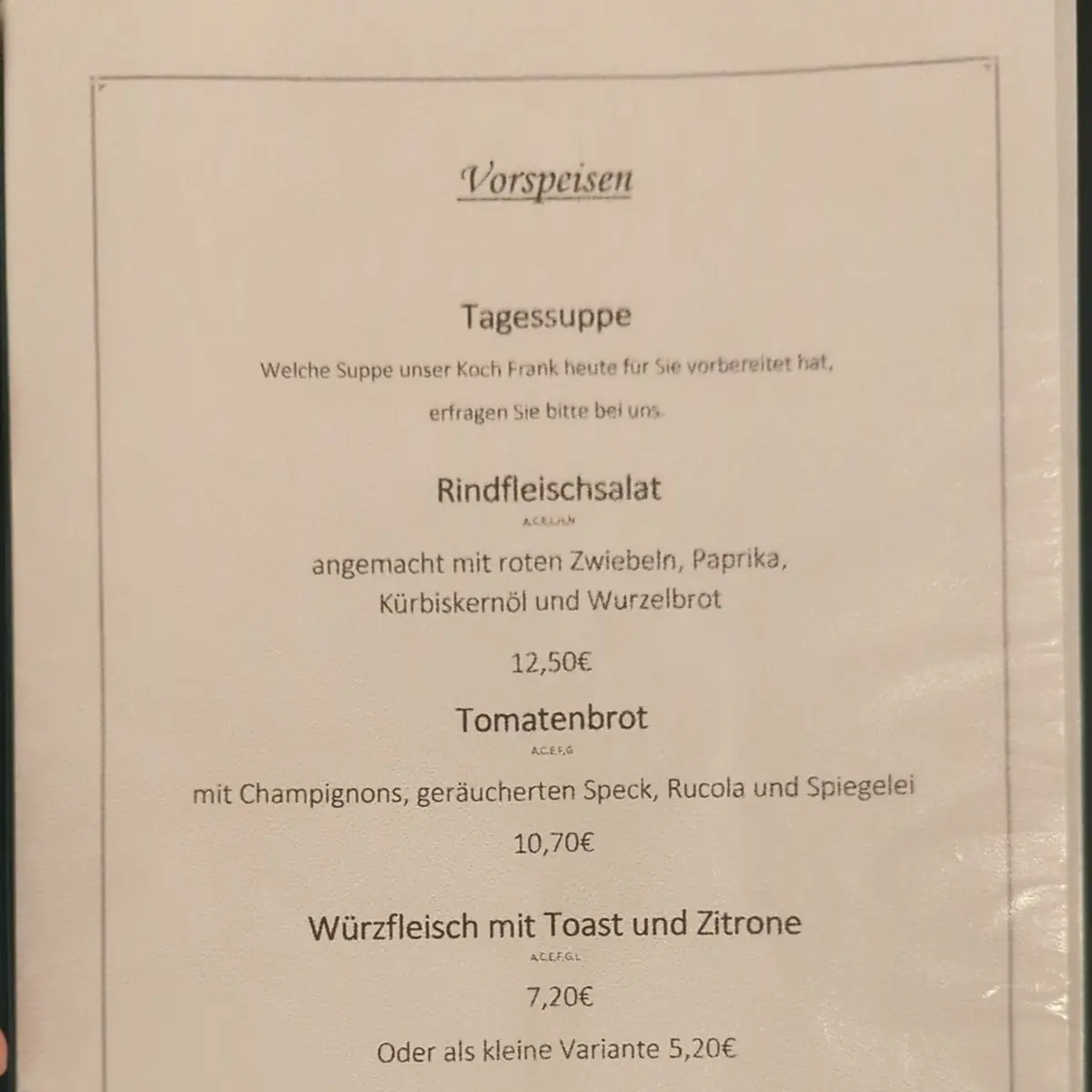 Speisekarte photo 2