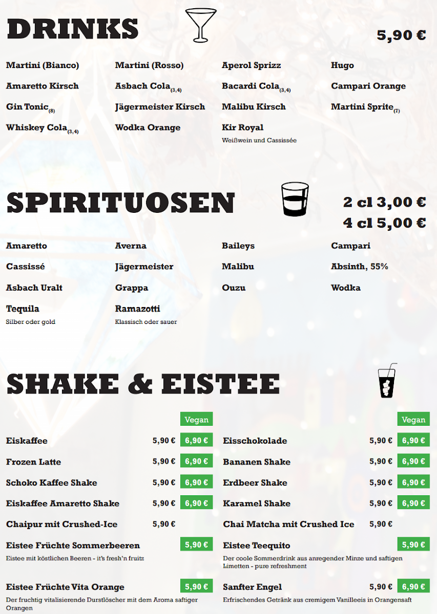 Speisekarte, Restaurant Kaspar Hauser