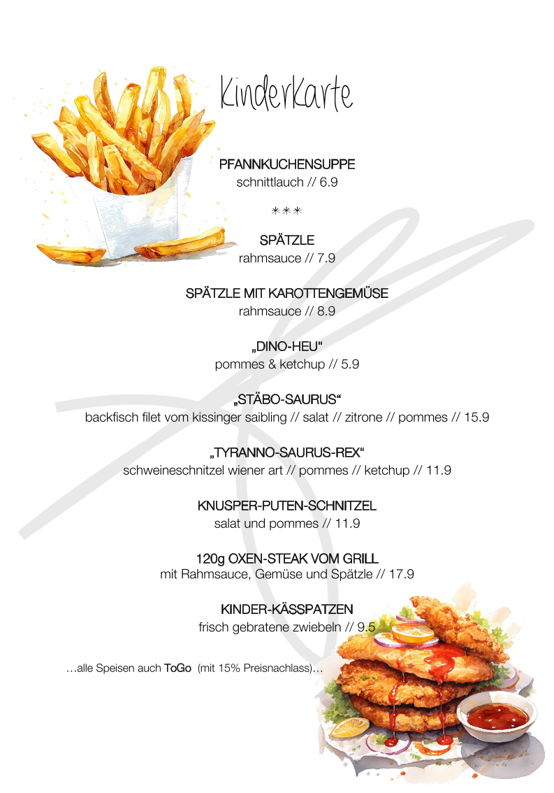 Speisekarte, Kühners Landhaus - Restaurant & Catering Augsburg ( Hochzeiten & Firmenfeiern )