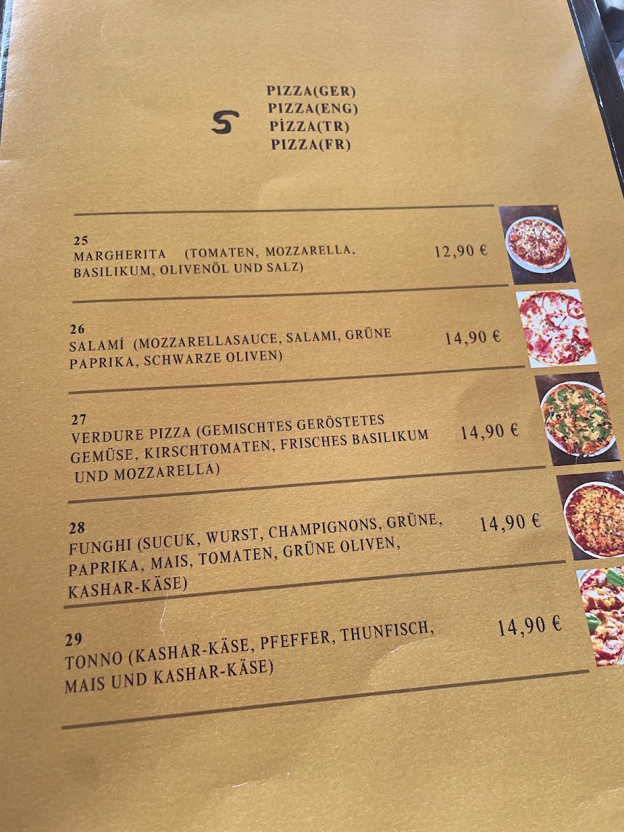 Speisekarte, Da Vinci Restaurant