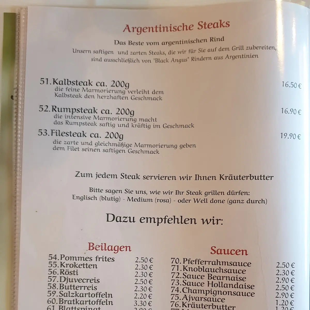 Speisekarte photo 1