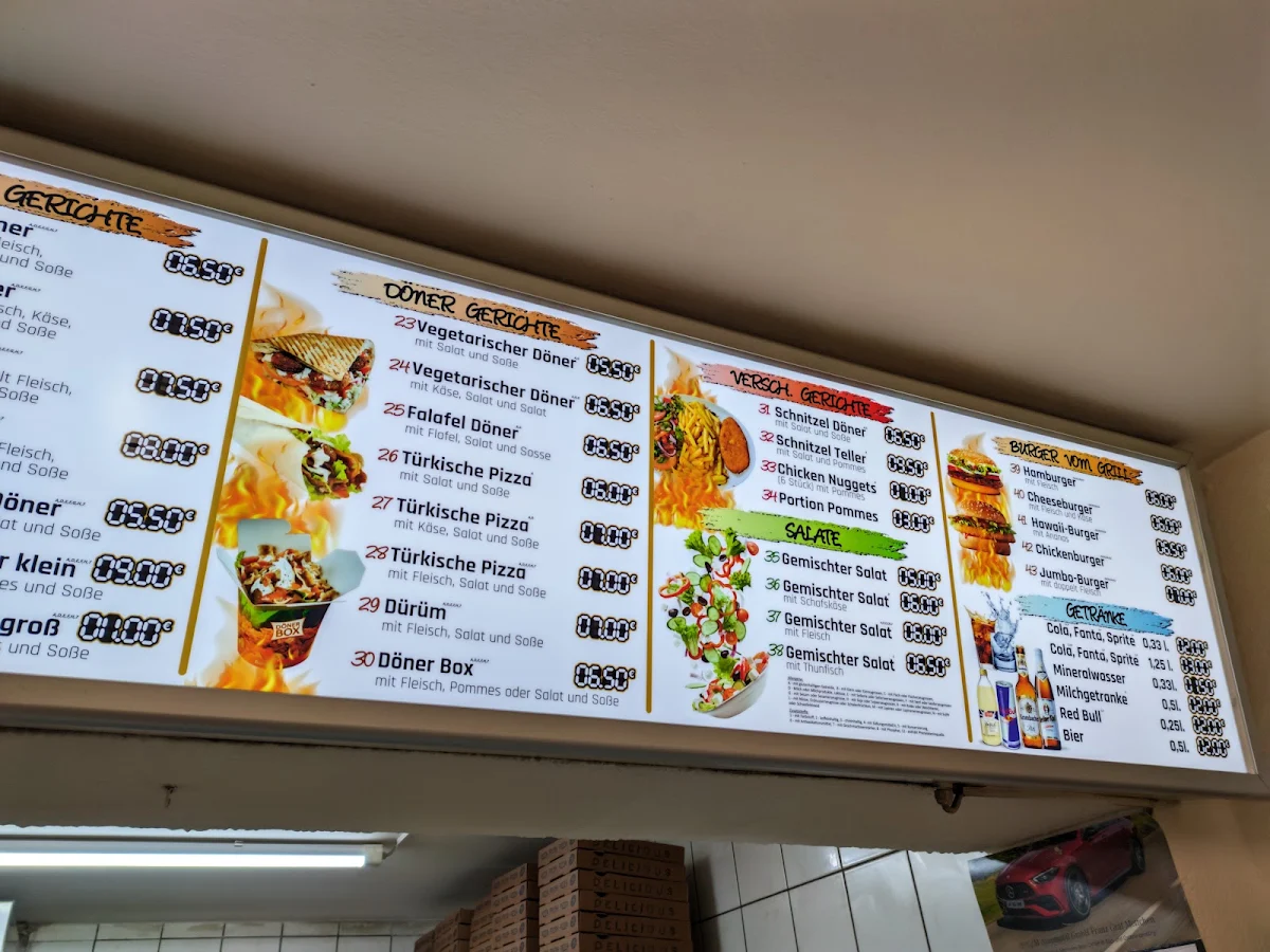Speisekarte, Pizza- und Kebaphaus