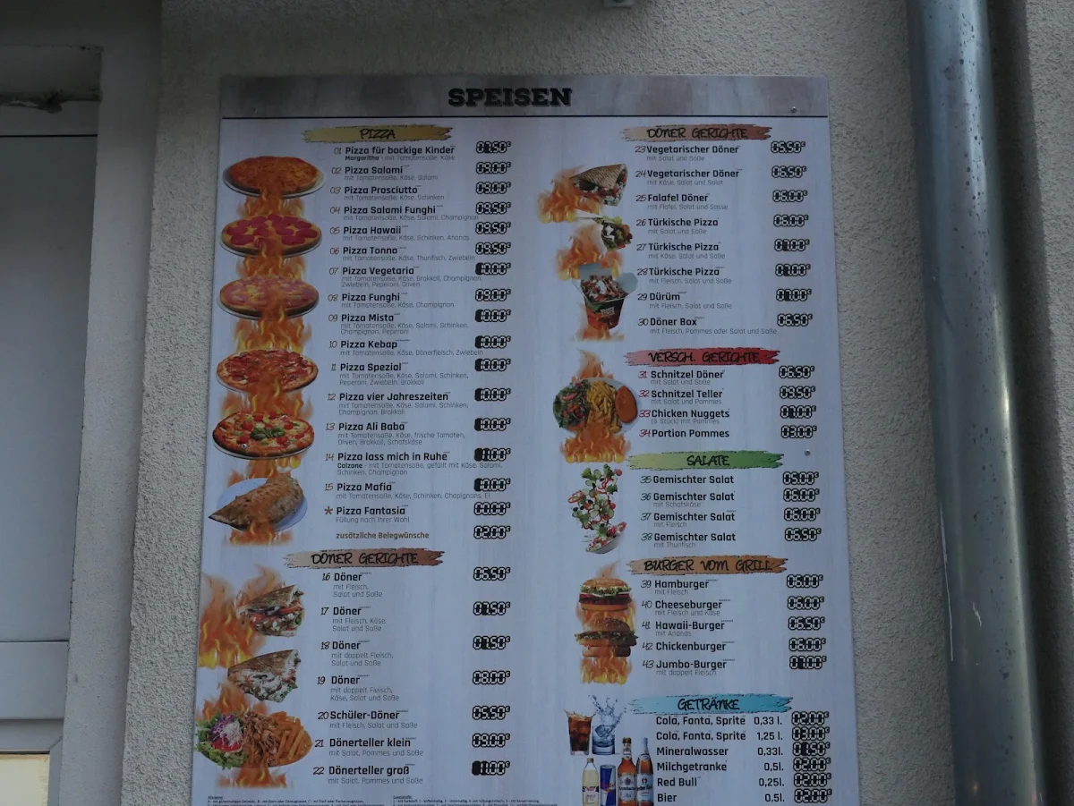 Speisekarte, Pizza- und Kebaphaus