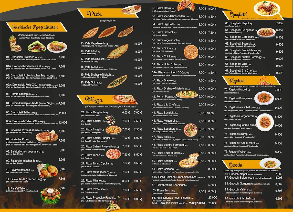Speisekarte, Vallendarer Kebap & Pizza