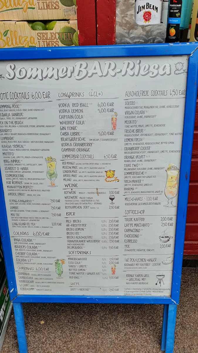 Speisekarte, Sommerbar Riesa