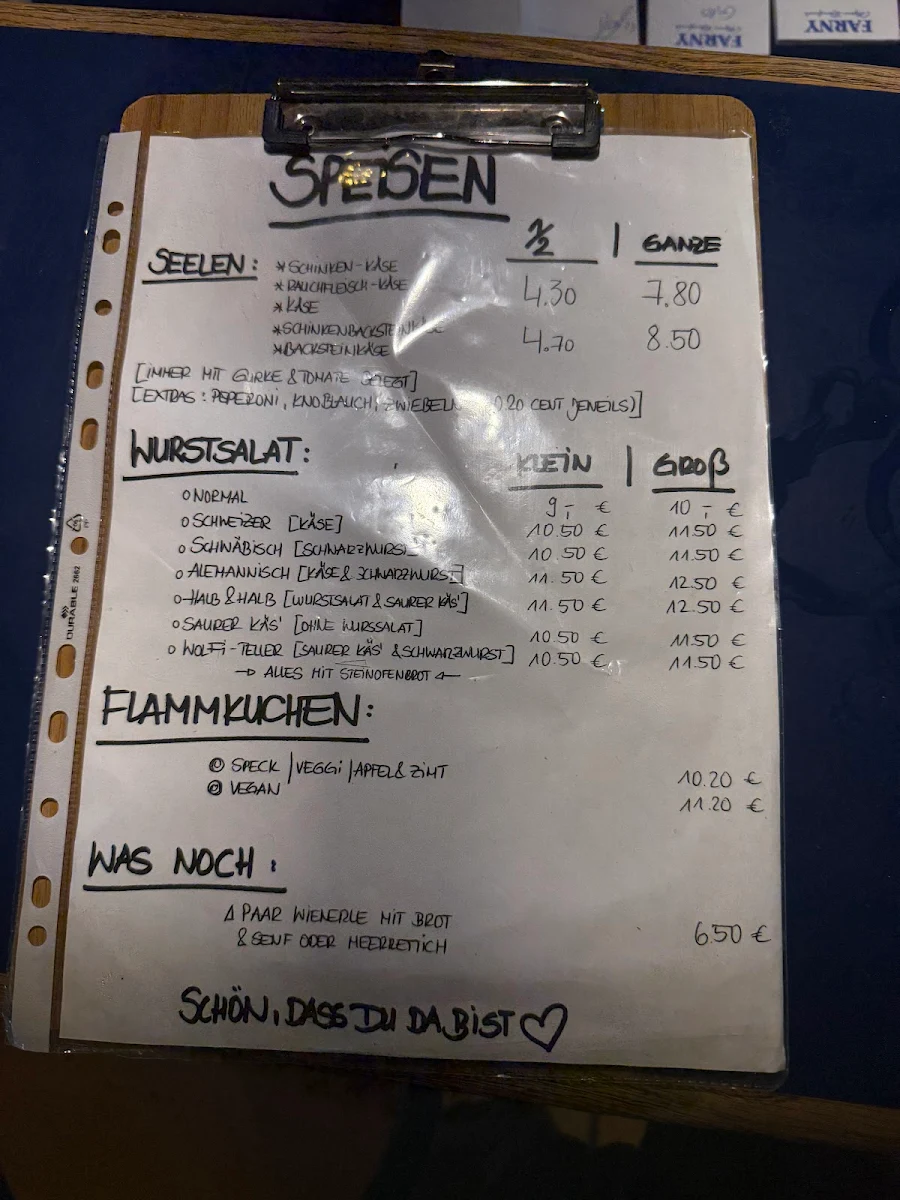Speisekarte, Räuberhöhle