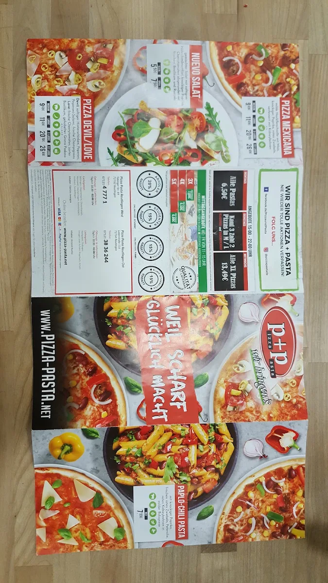 Speisekarte, Pizza Pasta Reutlingen