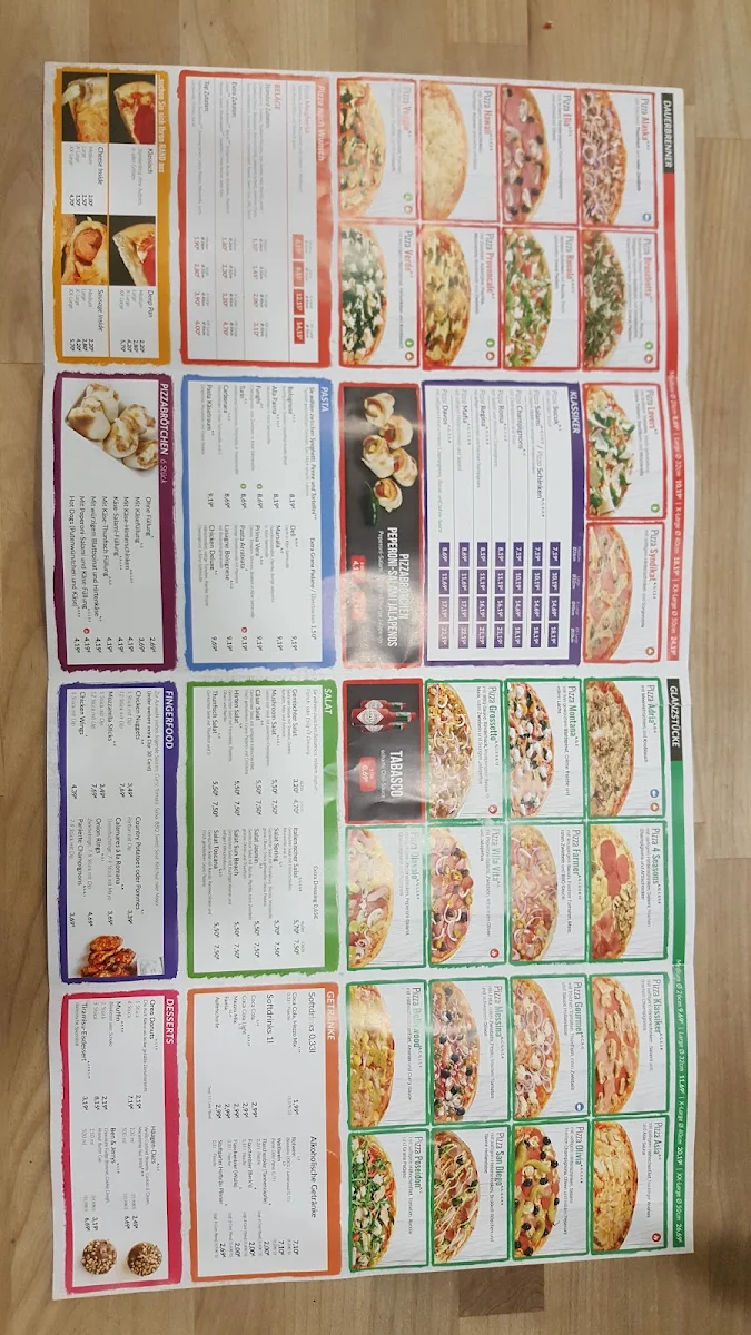Speisekarte, Pizza Pasta Reutlingen